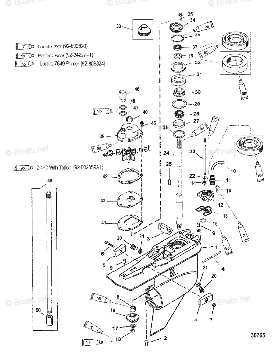 Mercury Outboard 250HP OEM Parts Diagram for GEAR HSG.(DRIVESHAFT)(STD ...