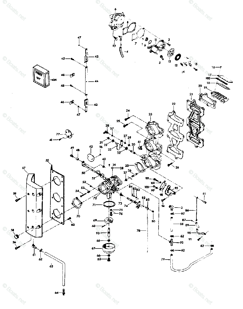 Chrysler Outboard 85HP OEM Parts Diagram for CARBURETOR | Boats.net