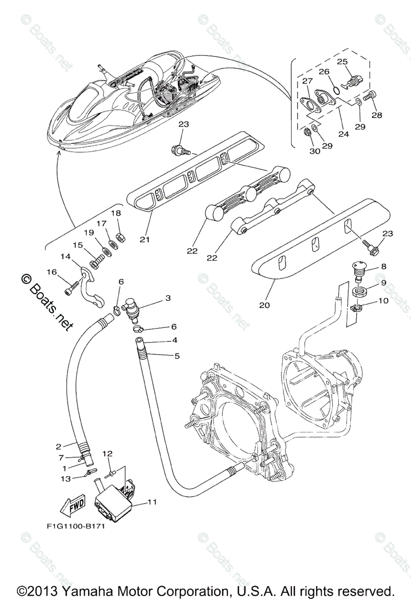 Yamaha Waverunner 2005 OEM Parts Diagram for Hull. Deck