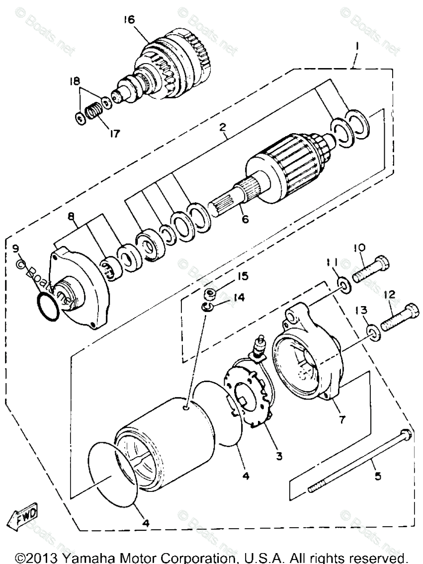 Yamaha Waverunner Parts 1992 OEM Parts Diagram for STARTING MOTOR