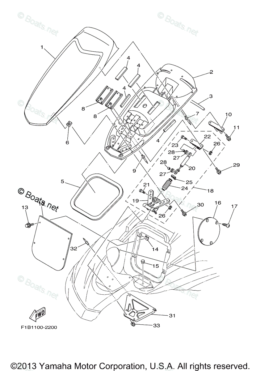Yamaha Waverunner Parts 2002 OEM Parts Diagram for Engine Hatch 2