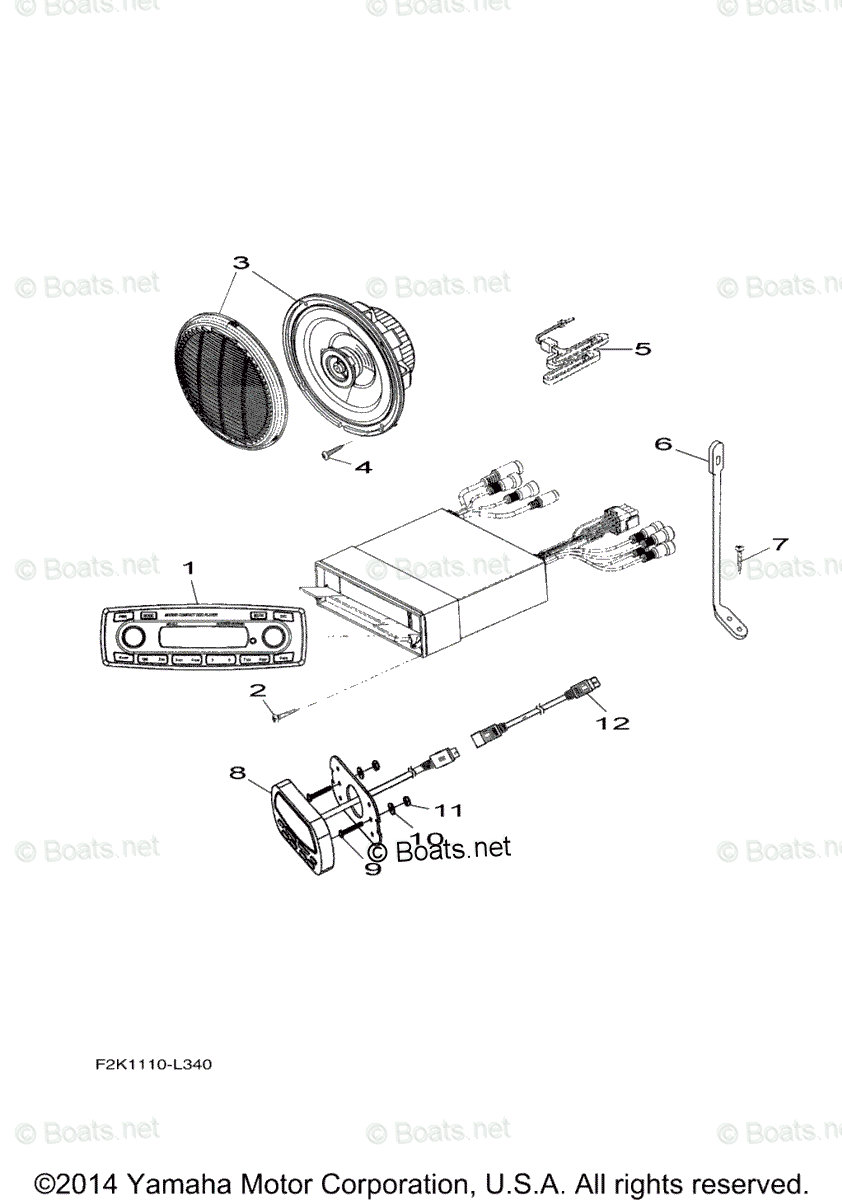 Yamaha Boats 2012 OEM Parts Diagram for Stereo Optional Equipment