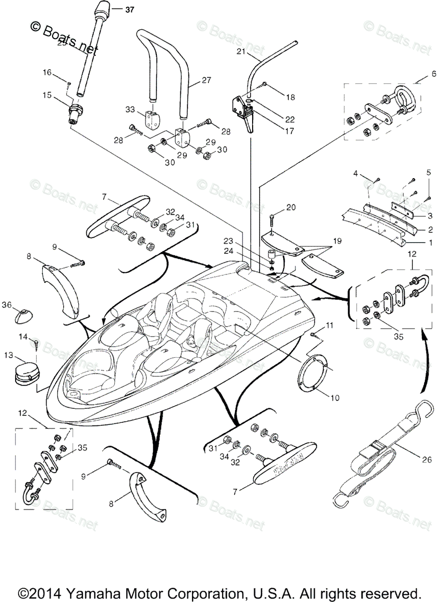 Yamaha Boats 2002 OEM Parts Diagram for Hull Deck Fitting