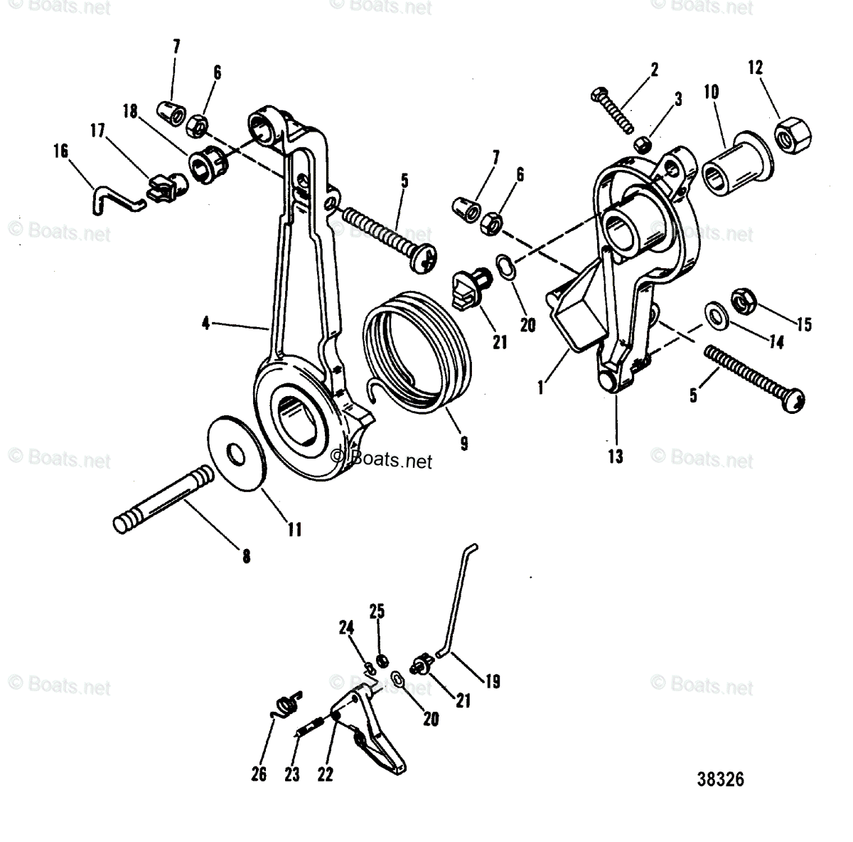 Mariner Outboard 1987 OEM Parts Diagram for Throttle Lever