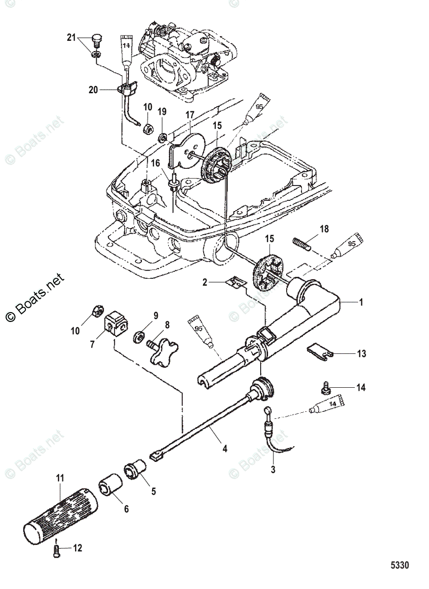 Mercury Outboard 40HP OEM Parts Diagram for Throttle Components