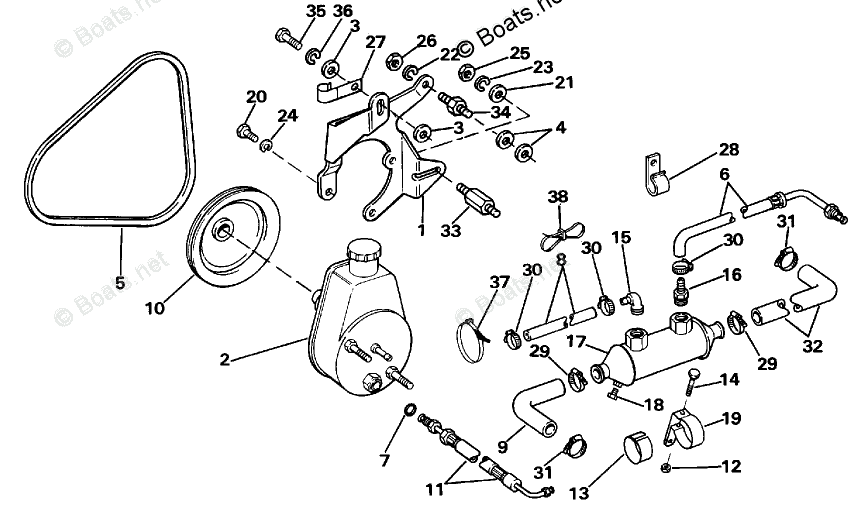OMC Sterndrive 4.30L 262 CID V6 OEM Parts Diagram for Power Steering