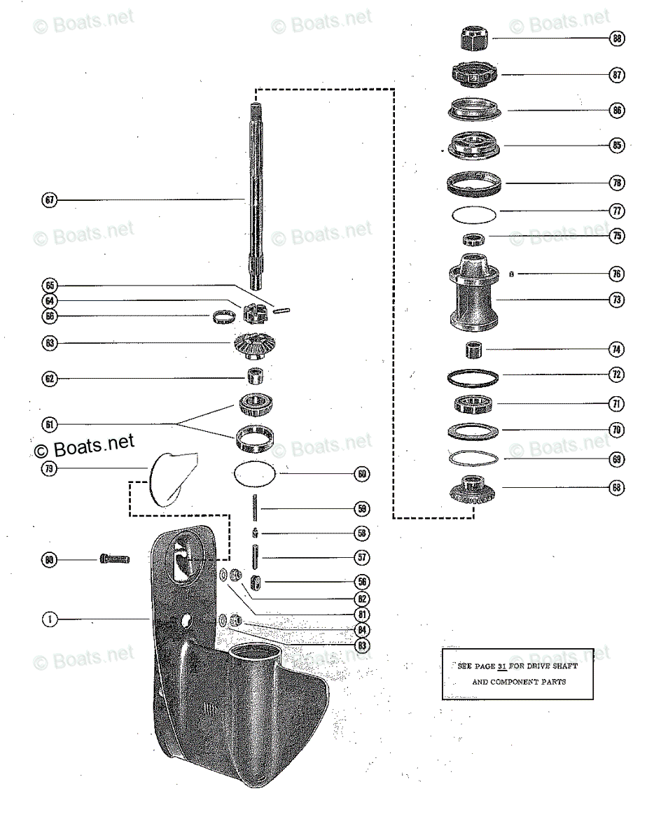 Mercury Outboard 50HP OEM Parts Diagram For Gear Housing Assembly ...