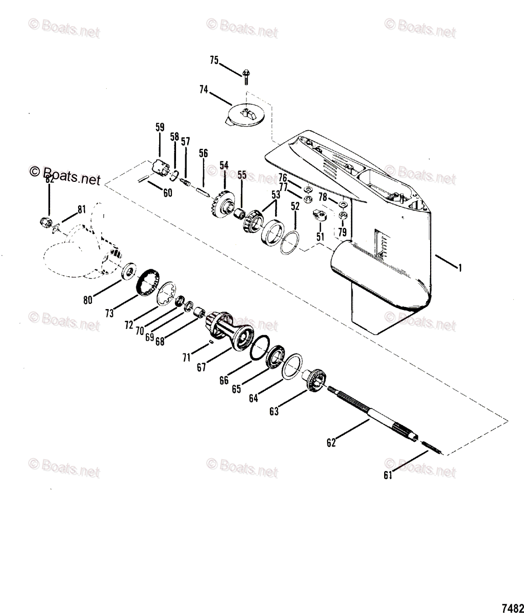 Mariner Outboard 1985 OEM Parts Diagram For Gear Housing (Propeller ...