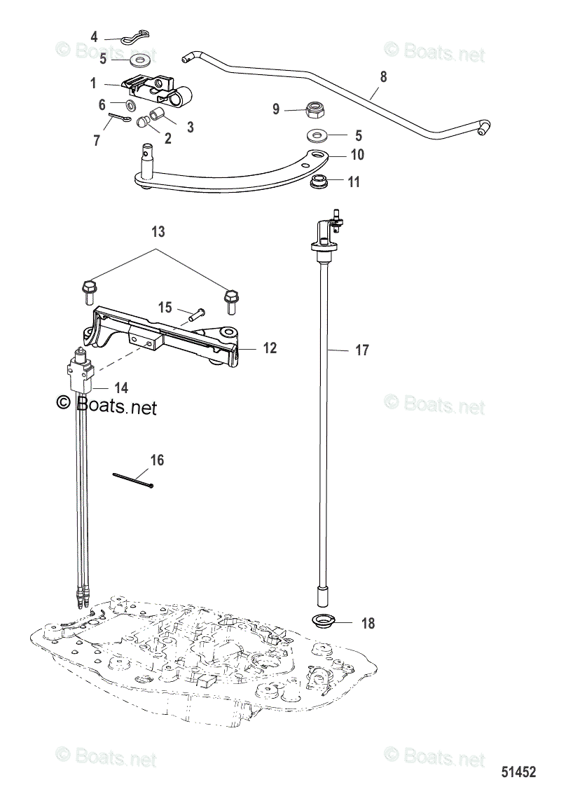 Mercury Outboard 40HP OEM Parts Diagram for Shift Linkage, Tiller ...