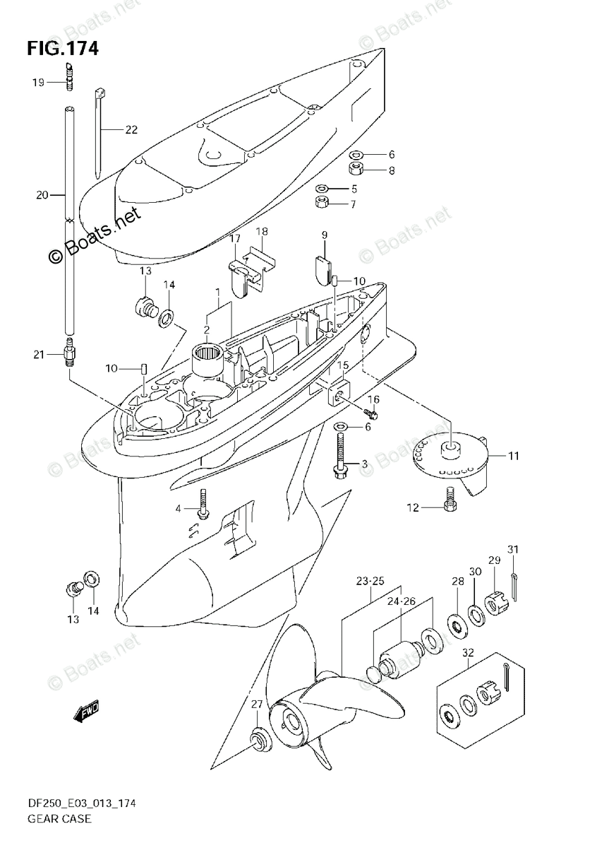 Suzuki Outboard Parts by Model DF 250 OEM Parts Diagram for Gear Case