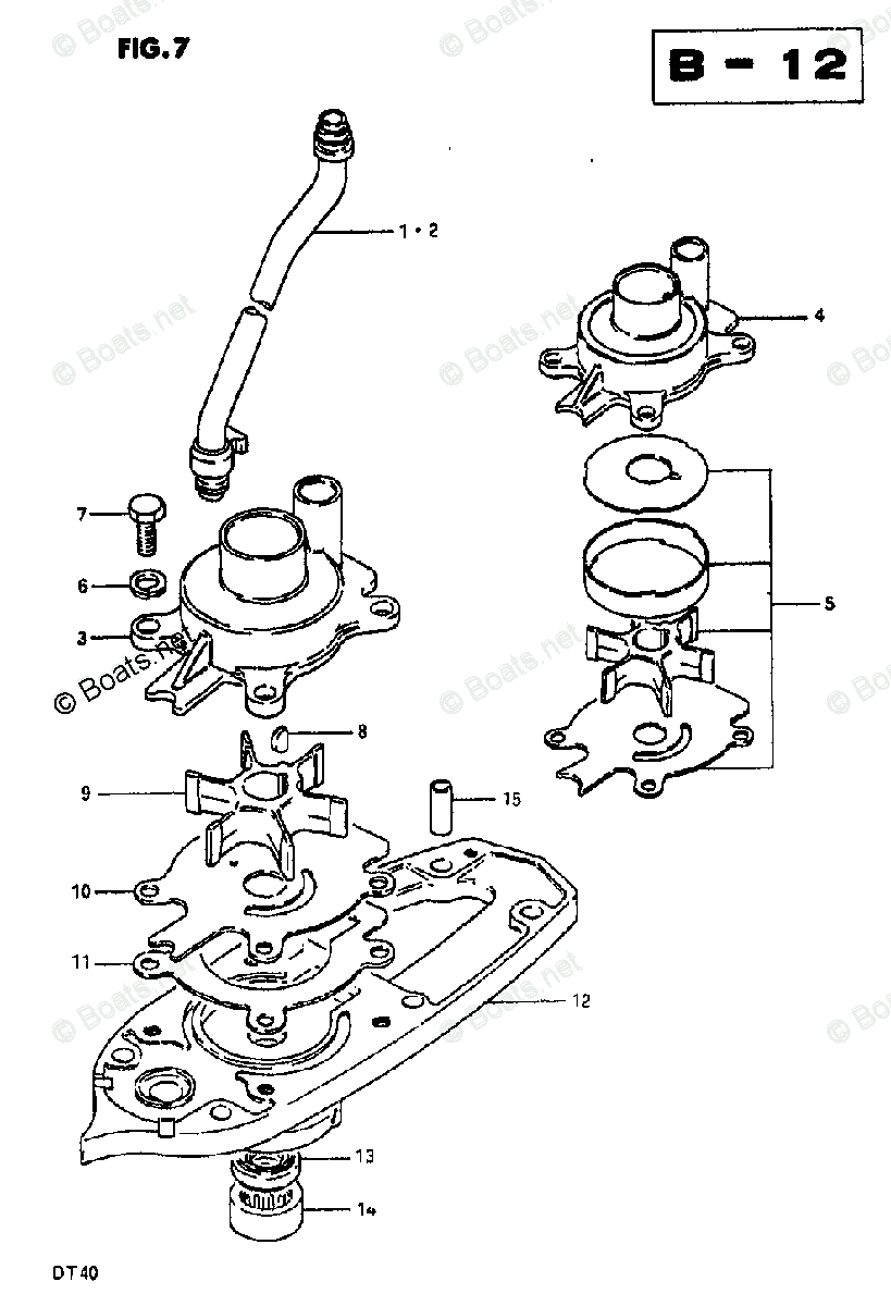 Suzuki Outboard 1982 OEM Parts Diagram for WATER PUMP
