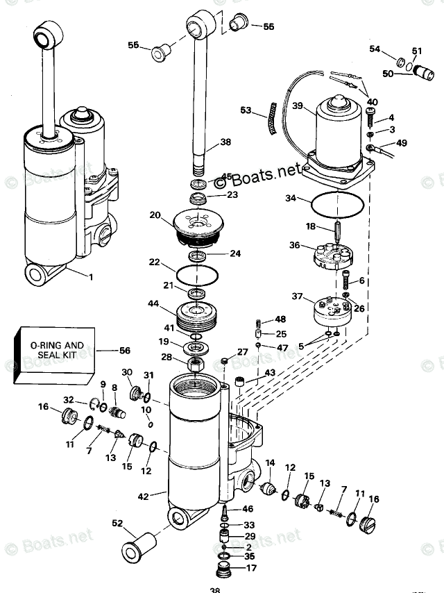 Evinrude Outboard 1995 OEM Parts Diagram for POWER TRIM & TILT