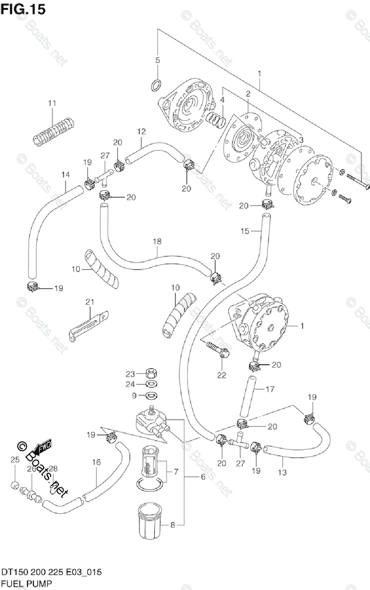 Suzuki Outboard 2001 OEM Parts Diagram for FUEL PUMP (DT150(G/S),200(G ...