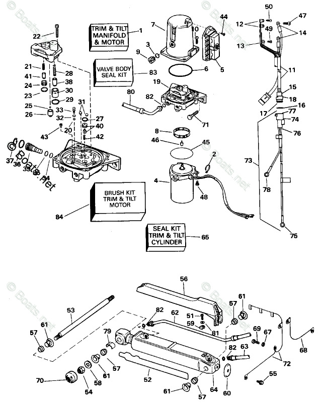 OMC Sterndrive 5.0L 305 CID V8 OEM Parts Diagram for Power Trim & Tilt ...