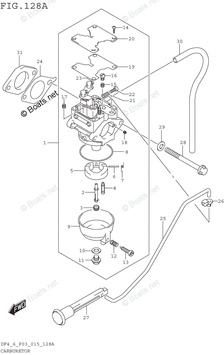 Suzuki Outboard 2005 OEM Parts Diagram for CARBURETOR (DF4 P03)