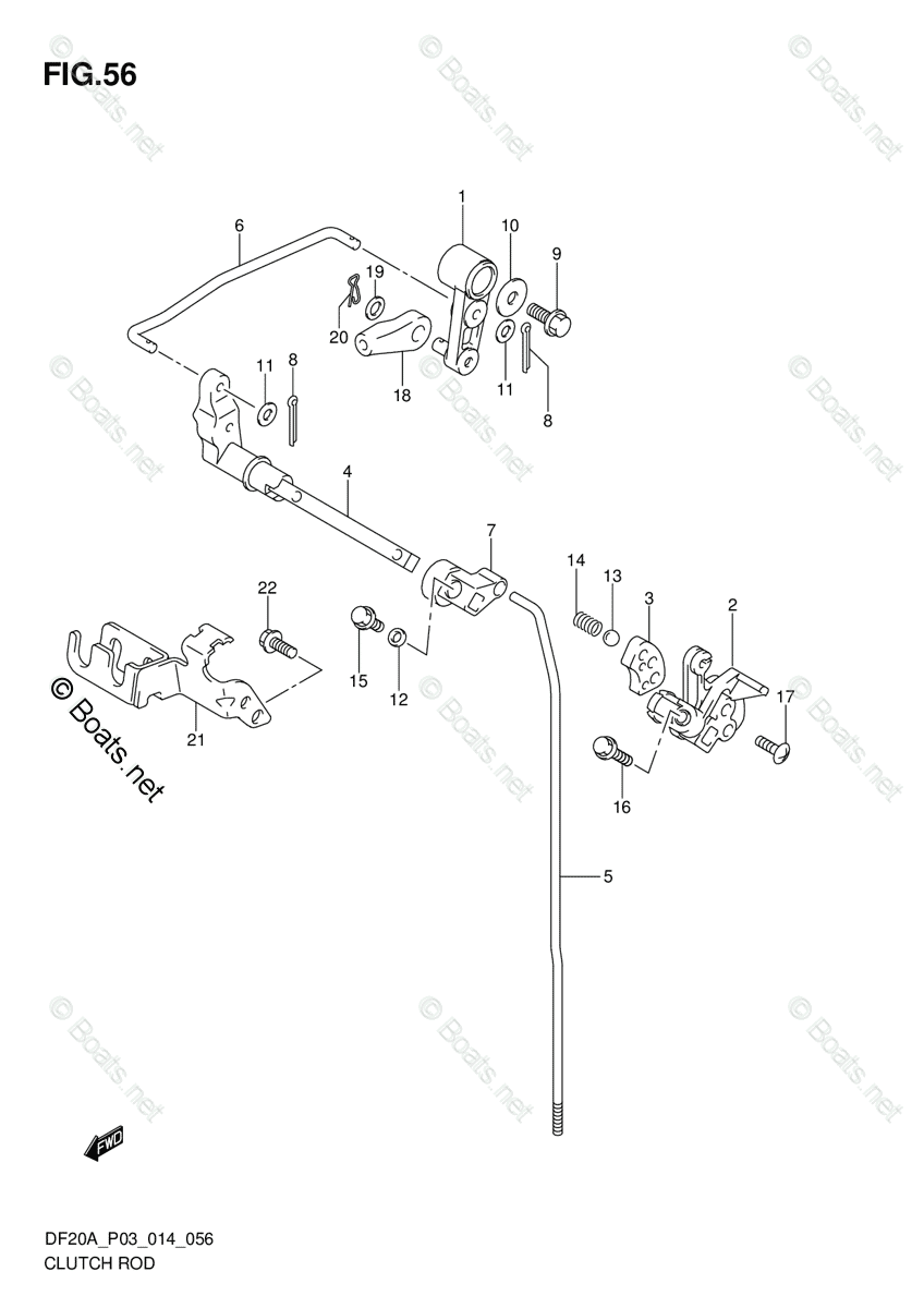 Suzuki Outboard 20HP OEM Parts Diagram for CLUTCH ROD (DF20AR P03
