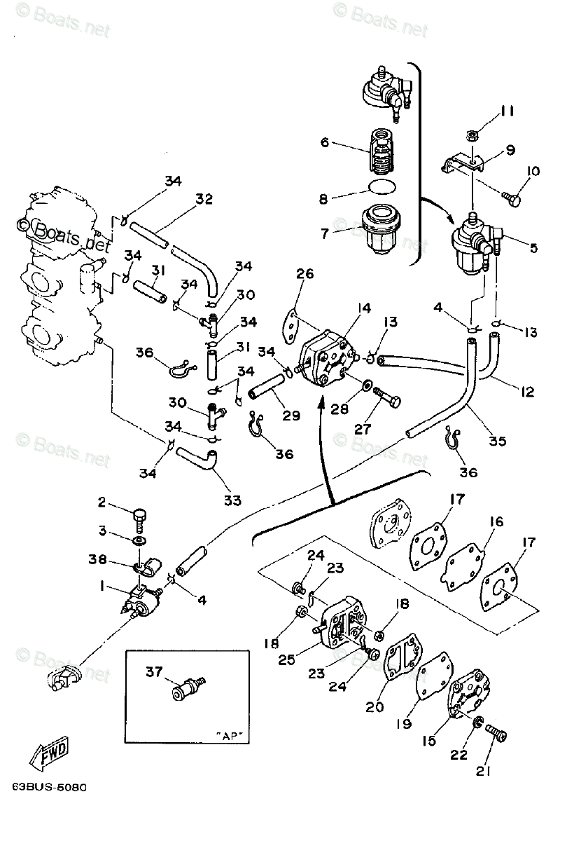 Yamaha Outboard Parts by Year 1995 OEM Parts Diagram for Fuel | Boats.net