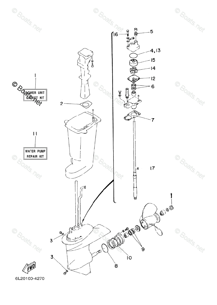 Yamaha Outboard Parts by HP 25HP OEM Parts Diagram for Repair Kit 2