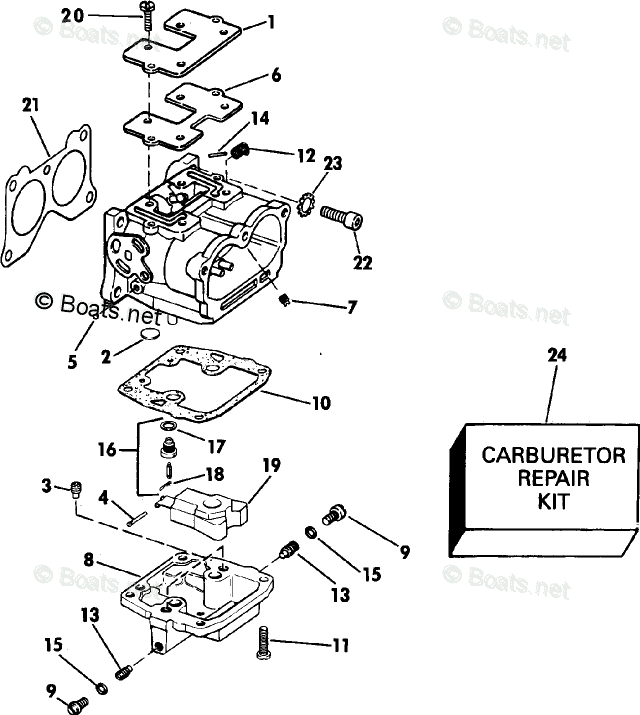 Johnson Outboard 100HP OEM Parts Diagram for CARBURETOR