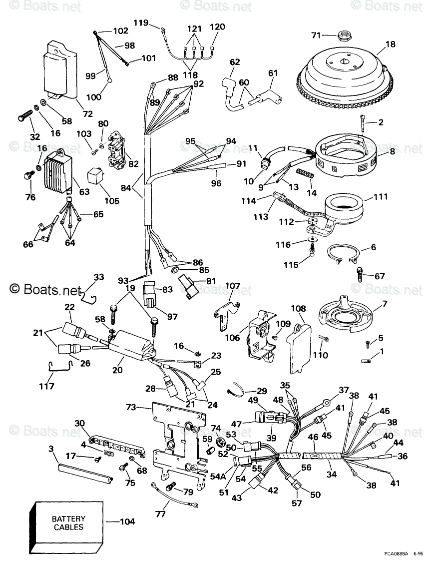 Johnson Outboard 50HP OEM Parts Diagram for Ignition System - Electric