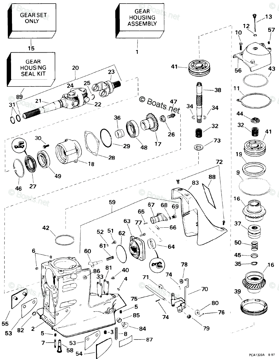 OMC Sterndrive 4.30L 262 CID V6 OEM Parts Diagram for Upper Gear ...