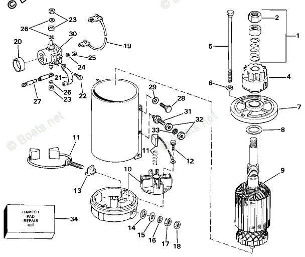 Johnson Outboard Parts by HP 150HP OEM Parts Diagram for Electric