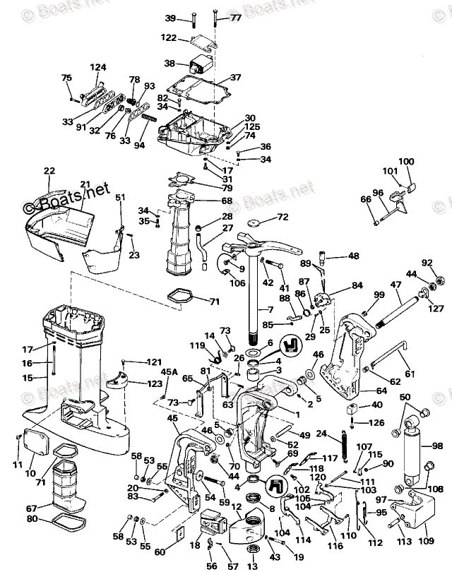 Johnson Outboard 90HP OEM Parts Diagram for Midsection | Boats.net