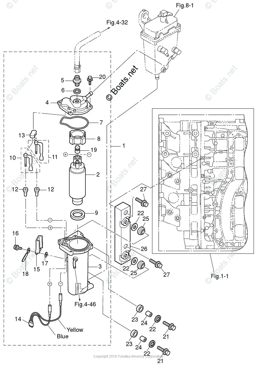 Tohatsu Outboard 2018 OEM Parts Diagram for FUEL FEED PUMP