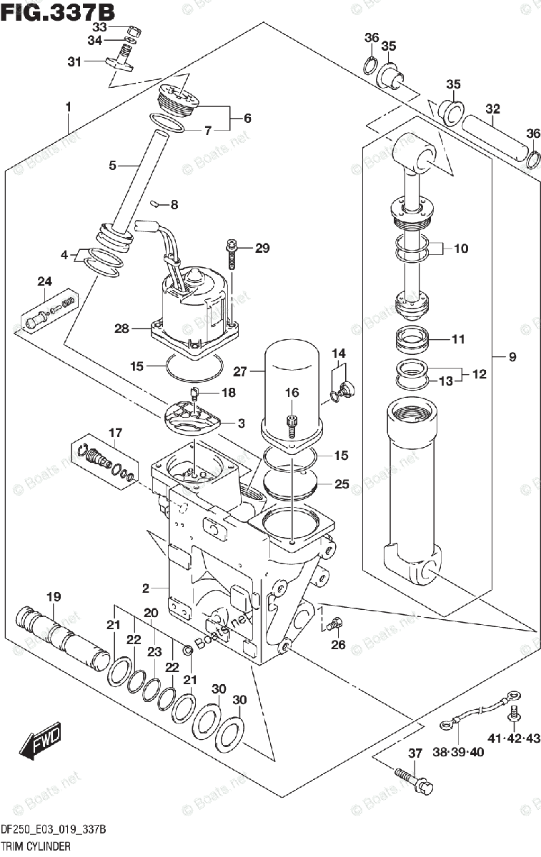 らむページ Suzuki Outboard 2019 OEM Parts Diagram for TRIM CYLINDER TRANSOM(X