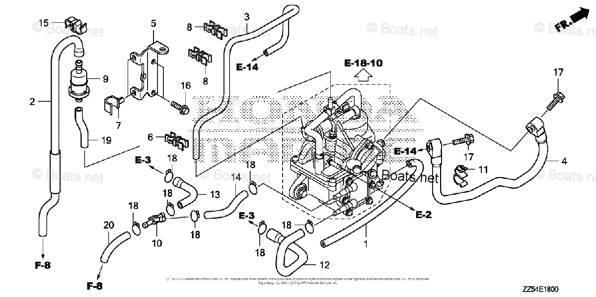 Honda Outboard 2007 And Later OEM Parts Diagram for Tubing | Boats.net