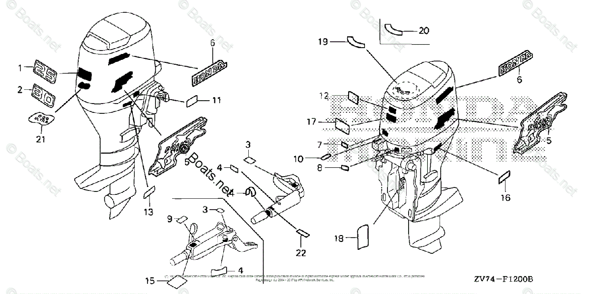 Honda Outboard 2006 OEM Parts Diagram for Labels | Boats.net