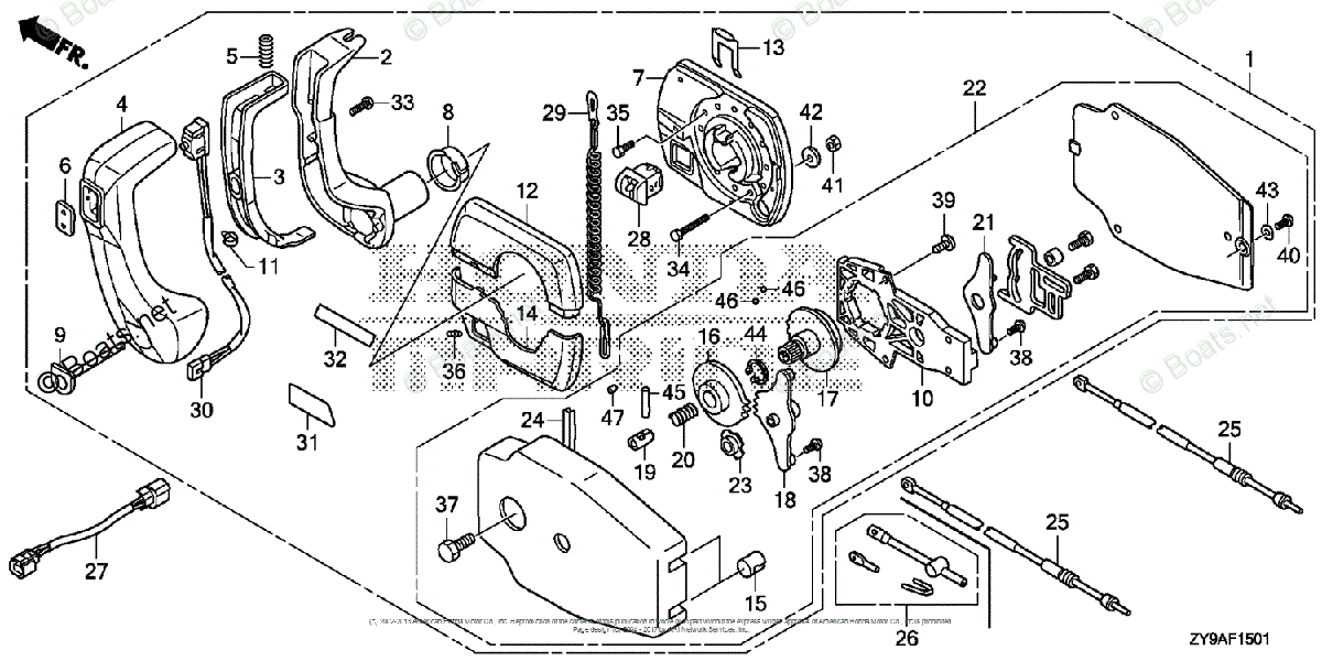 Honda Outboard Pre 1997 OEM Parts Diagram for Remote Control (Panel