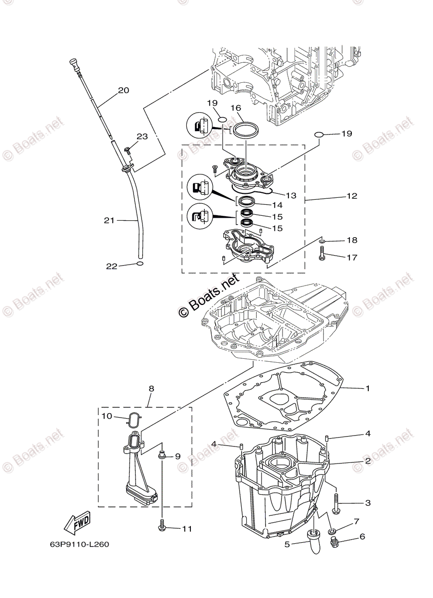 Yamaha Outboard 2014 OEM Parts Diagram for OIL PAN | Boats.net