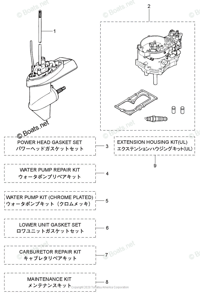 Tohatsu Outboard 2020 OEM Parts Diagram for ASSEMBLY & KIT PARTS