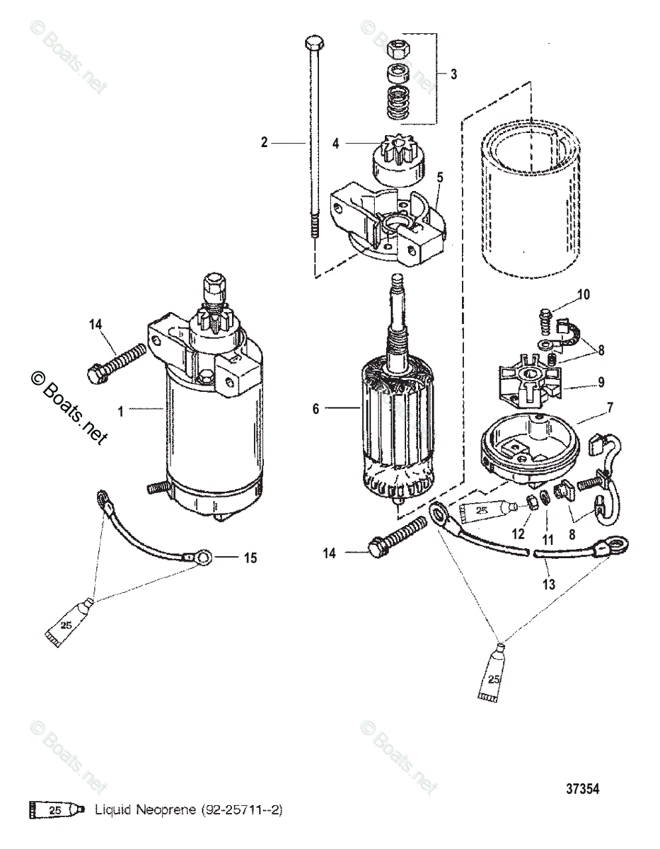 Mercury Outboard 40HP OEM Parts Diagram for STARTER MOTOR