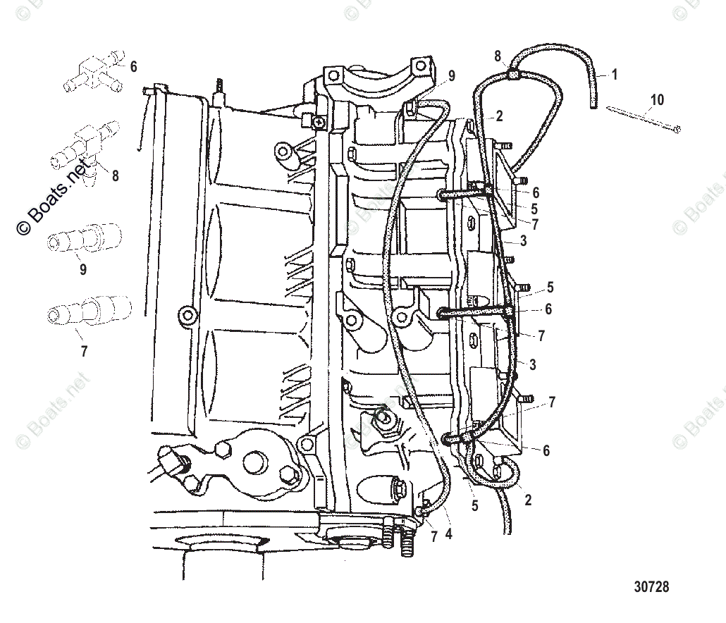 Mercury Outboard 200HP OEM Parts Diagram for Bleed System (Starboard