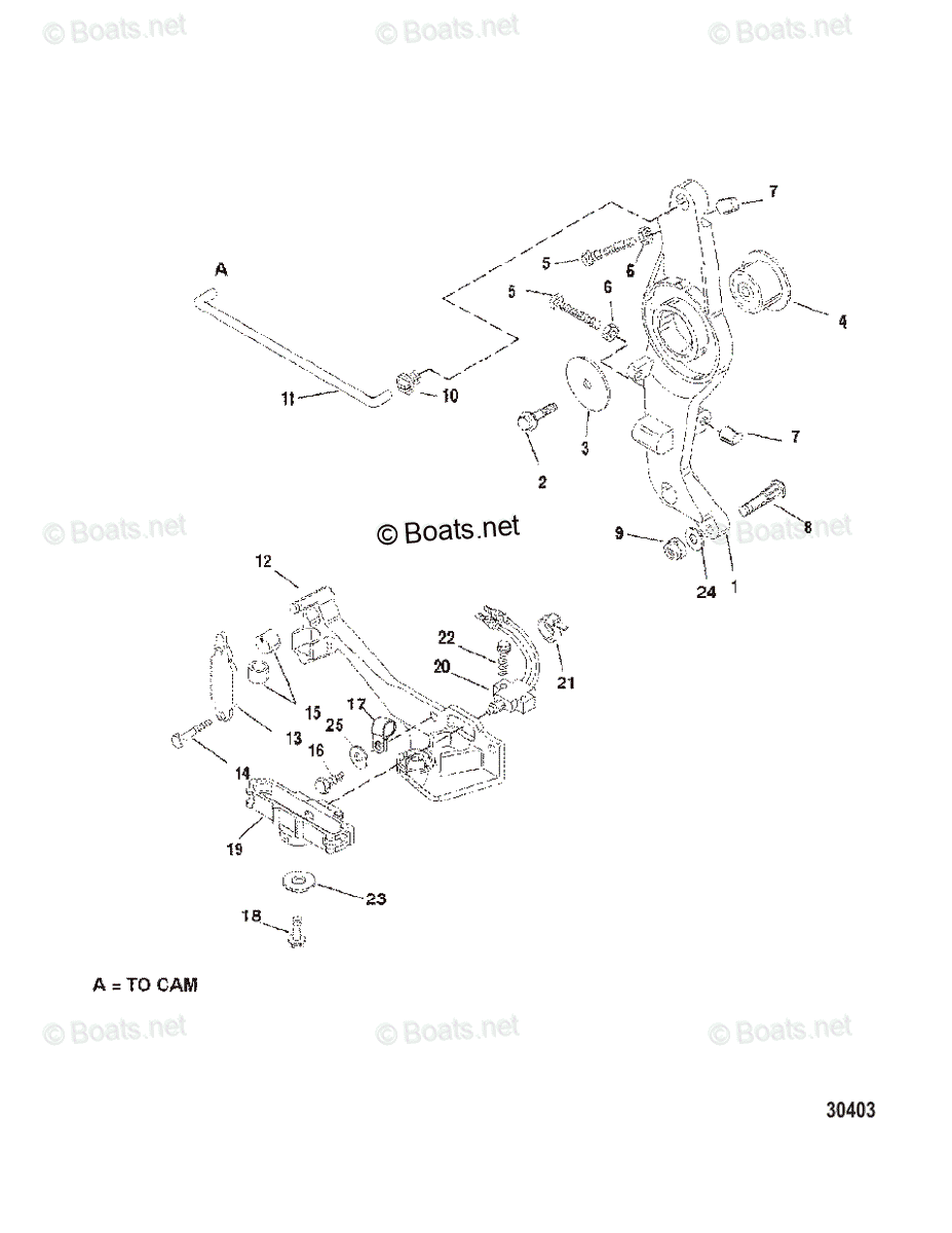 Mercury Outboard 200HP OEM Parts Diagram for THROTTLE LINKAGE