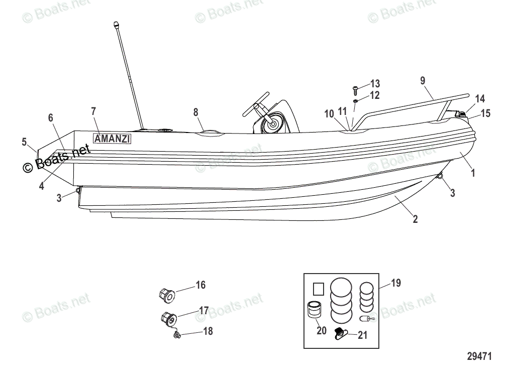 Mercury Inflatable Boats 2009 OEM Parts Diagram for Tube And Hull