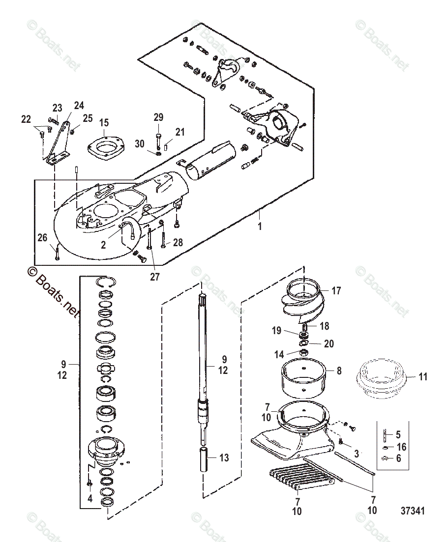 Mercury Outboard 80HP OEM Parts Diagram for Jet Pump Assembly | Boats.net