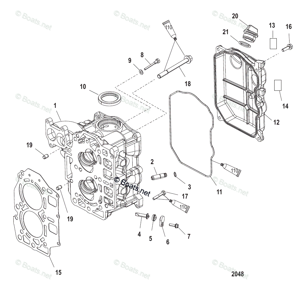 Mercury Outboard 25HP OEM Parts Diagram For CYLINDER HEAD | Boats.net