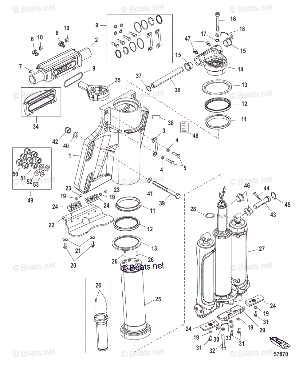 Mercury Outboard 300HP OEM Parts Diagram for Power Trim/Transom