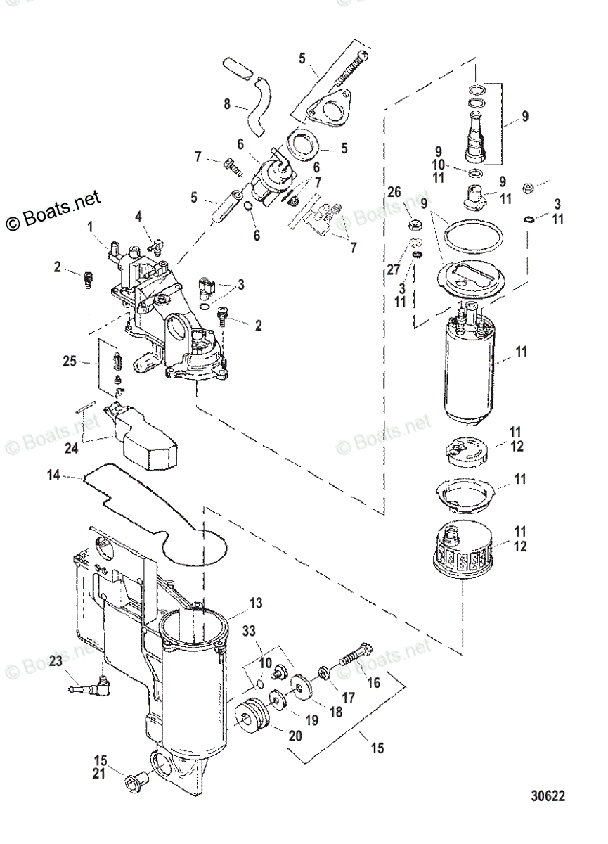 Mercury Sportjet Jet Drive 240HP OEM Parts Diagram for Fuel Management ...