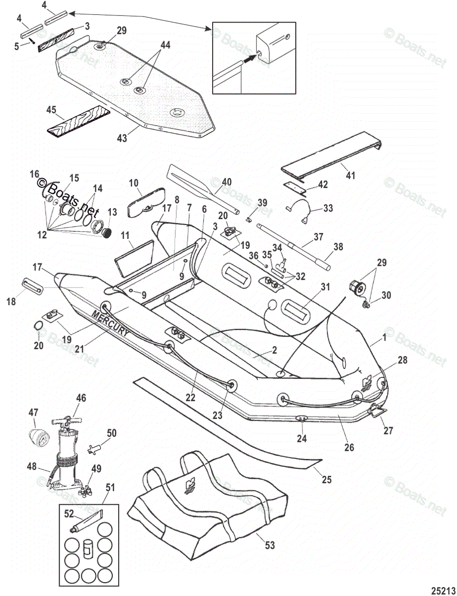 Mercury Inflatable Boats 2004 OEM Parts Diagram for Mercury Air Deck