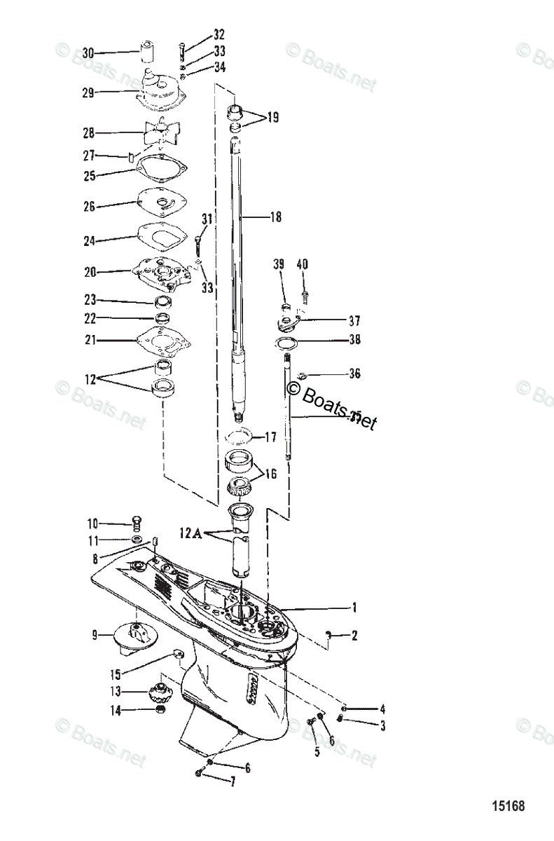 Mercury Outboard 70HP OEM Parts Diagram for Gear Housing (Driveshaft ...