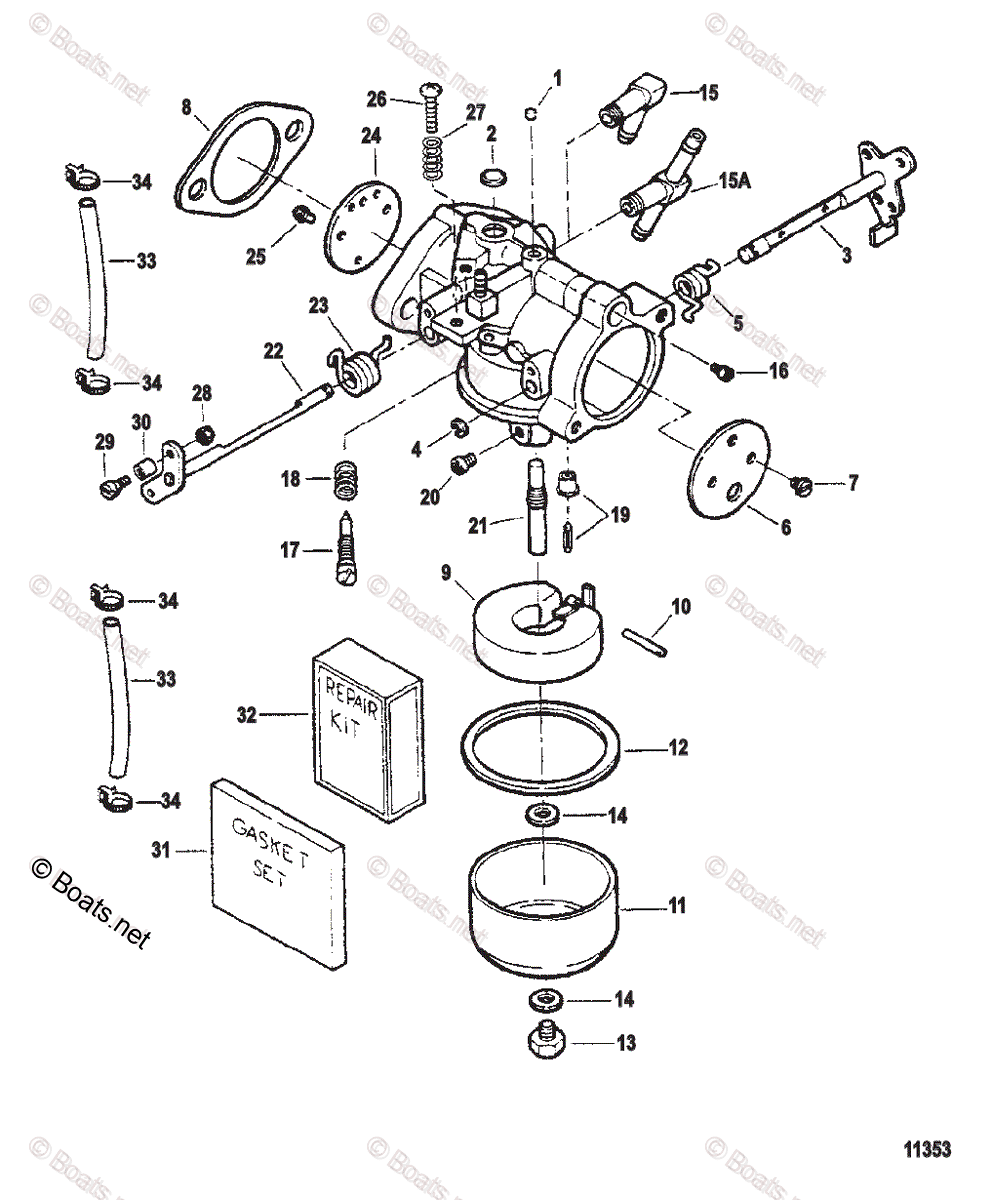 Mercury Sportjet Jet Drive 90HP OEM Parts Diagram for CARBURETOR ...