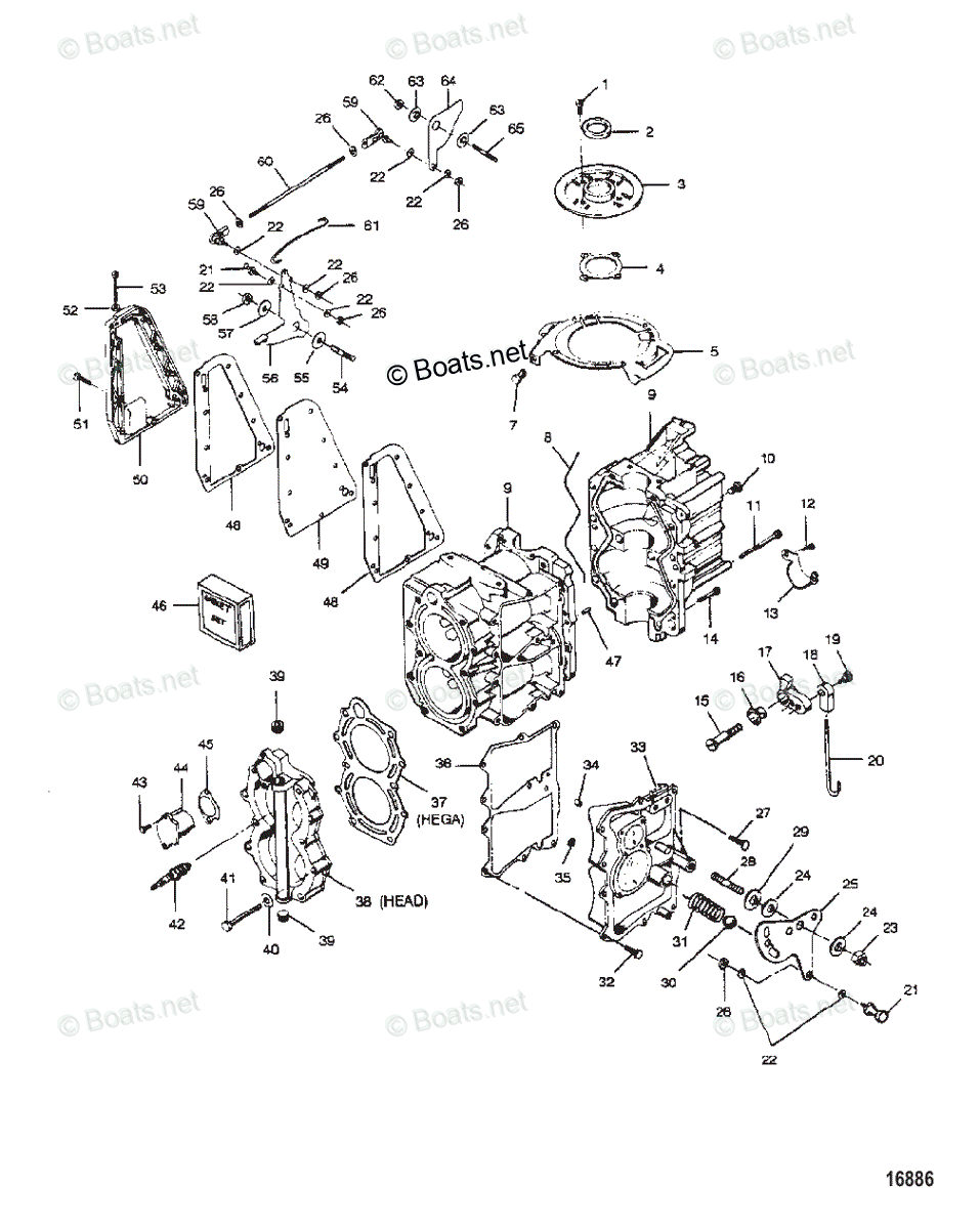 Force Outboard 1989 OEM Parts Diagram for Power Head