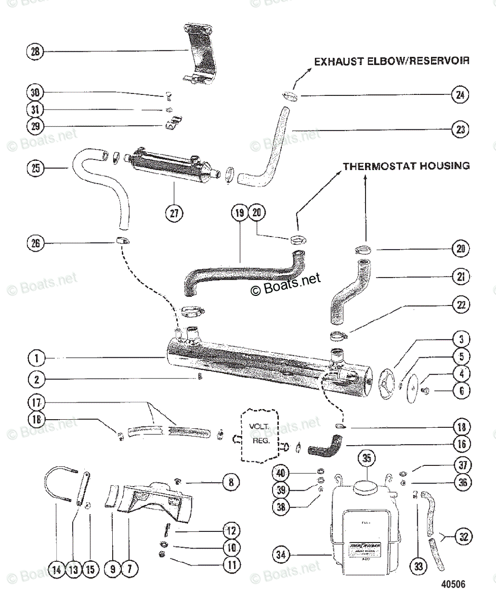 Mercruiser Inboard Gas Engines OEM Parts Diagram for HEAT EXCHANGER
