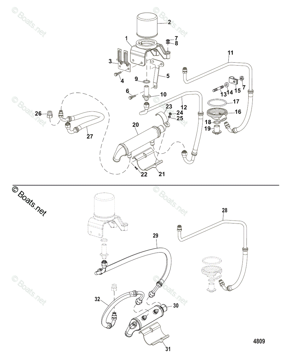 Mercruiser Sterndrive Gas Engines OEM Parts Diagram for Remote Oil