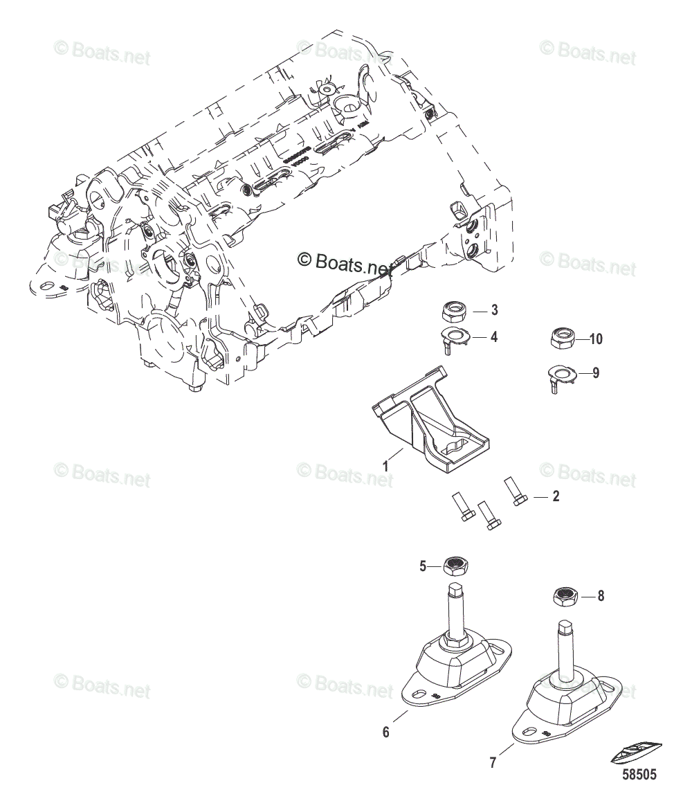 Mercruiser Sterndrive Gas Engines OEM Parts Diagram For Engine Mounts ...