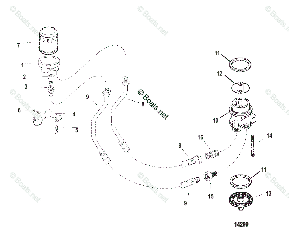 Mercruiser Sterndrive Gas Engines OEM Parts Diagram for Remote Oil